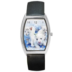 Dog Cats Pet Art Abstract Barrel Style Metal Watch by Celenk