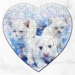 Dog Cats Pet Art Abstract Jigsaw Puzzle (heart) by Celenk