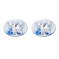 Dog Cats Pet Art Abstract Cufflinks (oval) by Celenk