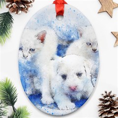 Dog Cats Pet Art Abstract Oval Ornament (two Sides) by Celenk