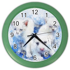 Dog Cats Pet Art Abstract Color Wall Clocks by Celenk