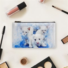 Dog Cats Pet Art Abstract Cosmetic Bag (small)  by Celenk