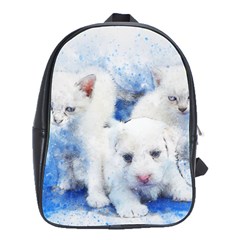 Dog Cats Pet Art Abstract School Bag (large) by Celenk