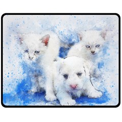 Dog Cats Pet Art Abstract Fleece Blanket (medium)  by Celenk