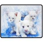 Dog Cats Pet Art Abstract Fleece Blanket (Medium)  60 x50  Blanket Front