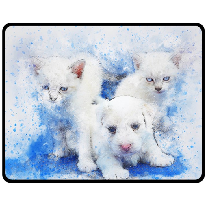 Dog Cats Pet Art Abstract Fleece Blanket (Medium) 