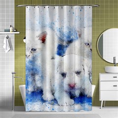 Dog Cats Pet Art Abstract Shower Curtain 48  X 72  (small)  by Celenk