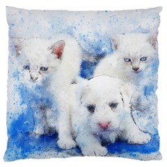 Dog Cats Pet Art Abstract Large Cushion Case (one Side) by Celenk