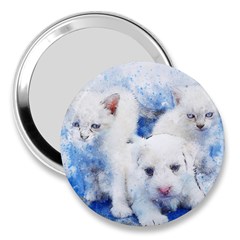 Dog Cats Pet Art Abstract 3  Handbag Mirrors by Celenk