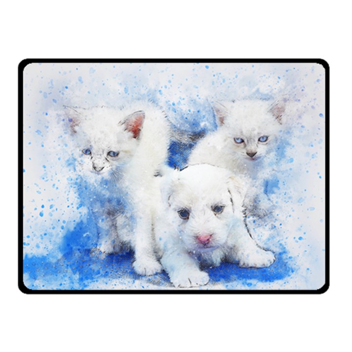 Dog Cats Pet Art Abstract Double Sided Fleece Blanket (Small) 