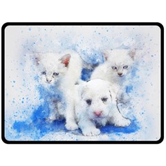 Dog Cats Pet Art Abstract Double Sided Fleece Blanket (large)  by Celenk