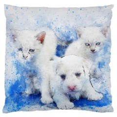 Dog Cats Pet Art Abstract Large Flano Cushion Case (two Sides) by Celenk