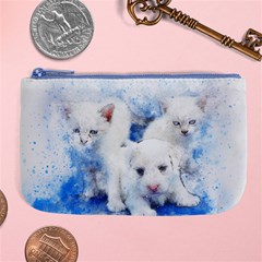 Dog Cats Pet Art Abstract Large Coin Purse by Celenk