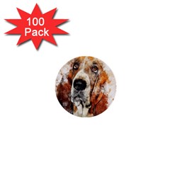 Dog Basset Pet Art Abstract 1  Mini Buttons (100 Pack)  by Celenk