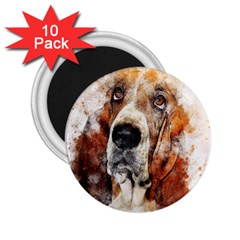 Dog Basset Pet Art Abstract 2 25  Magnets (10 Pack)  by Celenk