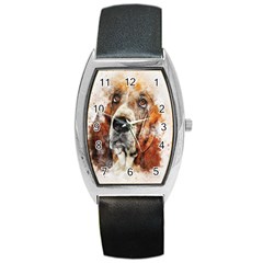 Dog Basset Pet Art Abstract Barrel Style Metal Watch by Celenk