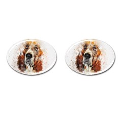 Dog Basset Pet Art Abstract Cufflinks (oval) by Celenk