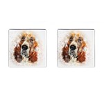 Dog Basset Pet Art Abstract Cufflinks (Square) Front(Pair)