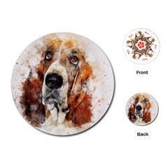 Dog Basset Pet Art Abstract Playing Cards (round)  by Celenk