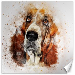 Dog Basset Pet Art Abstract Canvas 12  X 12   by Celenk