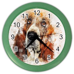 Dog Basset Pet Art Abstract Color Wall Clocks by Celenk