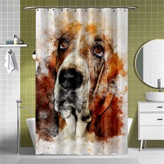 Dog Basset Pet Art Abstract Shower Curtain 48  X 72  (small)  by Celenk