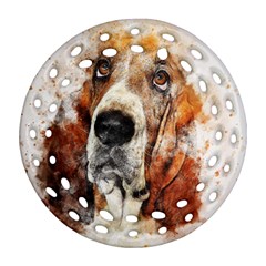 Dog Basset Pet Art Abstract Round Filigree Ornament (two Sides) by Celenk