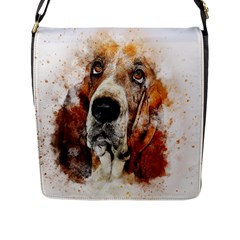 Dog Basset Pet Art Abstract Flap Messenger Bag (l) 