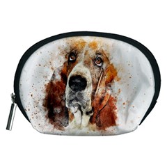 Dog Basset Pet Art Abstract Accessory Pouches (medium)  by Celenk