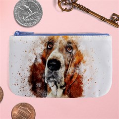 Dog Basset Pet Art Abstract Large Coin Purse by Celenk