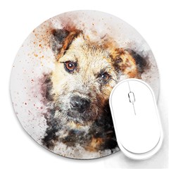 Dog Animal Pet Art Abstract Round Mousepads by Celenk