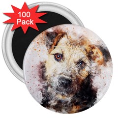 Dog Animal Pet Art Abstract 3  Magnets (100 Pack) by Celenk