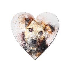 Dog Animal Pet Art Abstract Heart Magnet by Celenk