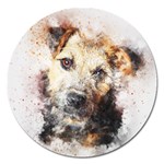 Dog Animal Pet Art Abstract Magnet 5  (Round) Front