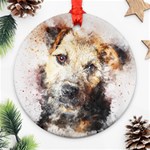 Dog Animal Pet Art Abstract Round Ornament (Two Sides) Front