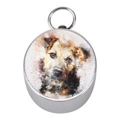 Dog Animal Pet Art Abstract Mini Silver Compasses by Celenk