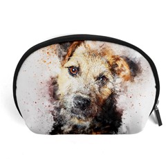 Dog Animal Pet Art Abstract Accessory Pouches (large)  by Celenk