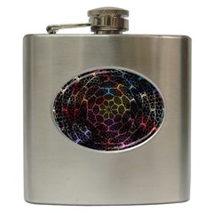 Background Grid Art Abstract Hip Flask (6 Oz) by Celenk