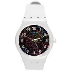 Background Grid Art Abstract Round Plastic Sport Watch (m) by Celenk