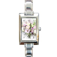 Flowers Bouquet Art Abstract Rectangle Italian Charm Watch by Celenk