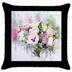 Flowers Bouquet Art Abstract Throw Pillow Case (black) by Celenk