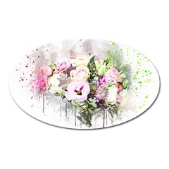 Flowers Bouquet Art Abstract Oval Magnet by Celenk