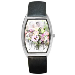 Flowers Bouquet Art Abstract Barrel Style Metal Watch by Celenk