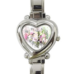 Flowers Bouquet Art Abstract Heart Italian Charm Watch by Celenk