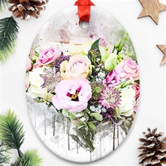 Flowers Bouquet Art Abstract Oval Ornament (two Sides) by Celenk