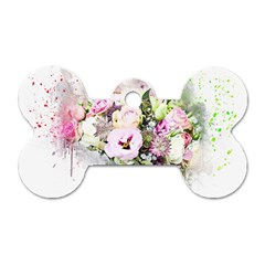 Flowers Bouquet Art Abstract Dog Tag Bone (one Side)