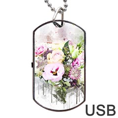 Flowers Bouquet Art Abstract Dog Tag Usb Flash (one Side) by Celenk