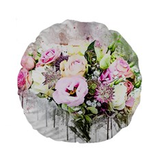 Flowers Bouquet Art Abstract Standard 15  Premium Round Cushions by Celenk