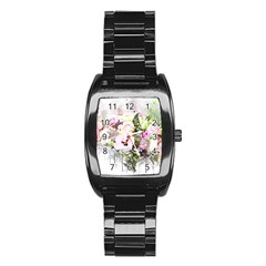 Flowers Bouquet Art Abstract Stainless Steel Barrel Watch by Celenk