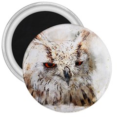 Bird Owl Animal Art Abstract 3  Magnets by Celenk